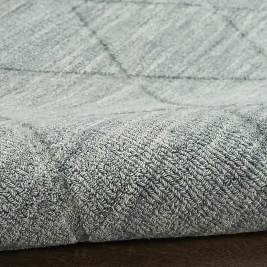 Blue Wool Geometric Hand Woven Area Rug Photo 9