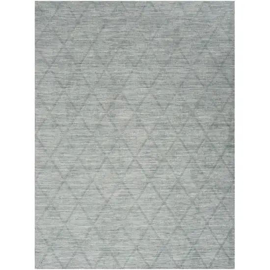 Blue Wool Geometric Hand Woven Area Rug Photo 7