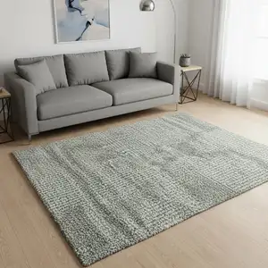 Photo of Blue Wool Geometric Hand Woven Area Rug