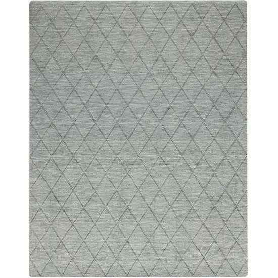 Blue Wool Geometric Hand Woven Area Rug Photo 7