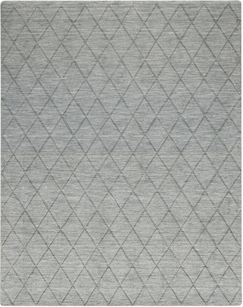 Blue Wool Geometric Hand Woven Area Rug Photo 7