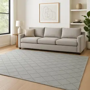 Photo of Blue Wool Geometric Hand Woven Area Rug