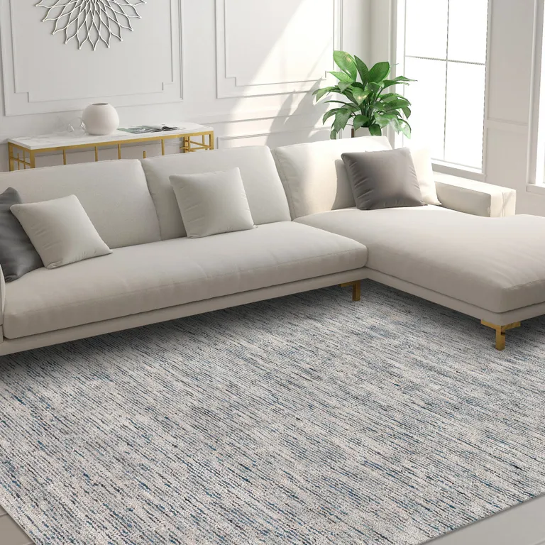 Blue Wool Hand Loomed Handmade Area Rug Photo 1