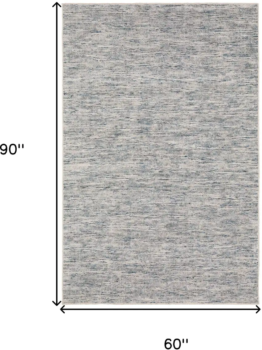 Blue Wool Hand Loomed Handmade Area Rug Photo 4