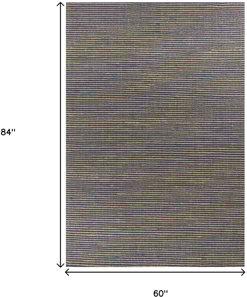 Blue Wool Hand Woven Area Rug Photo 3