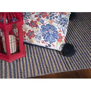 Photo of Blue Wool Hand Woven Area Rug