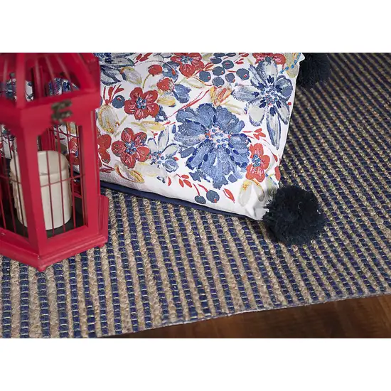 Blue Wool Hand Woven Area Rug Photo 4