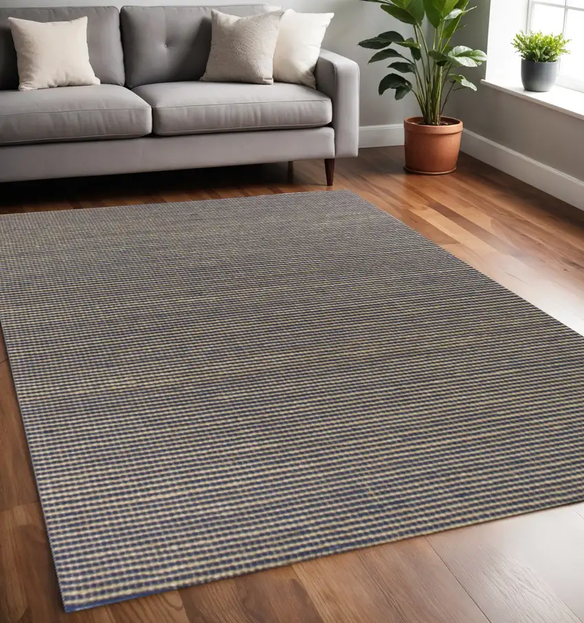 Blue Wool Hand Woven Area Rug Photo 1