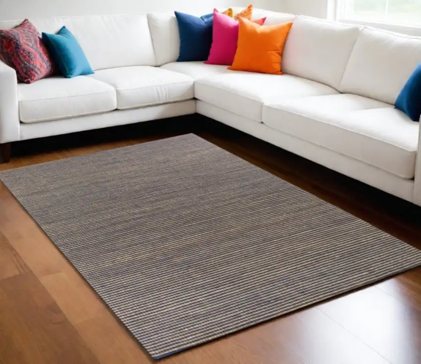 Blue Wool Hand Woven Area Rug Photo 2