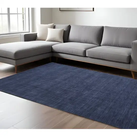 Blue Wool Hand Woven Area Rug Photo 1