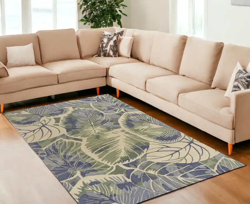 Blue Wool Handmade Area Rug Photo 1