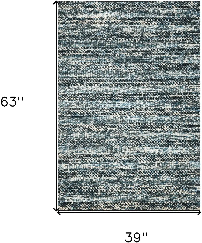 39 X 63 Blue Wool Rug Photo 3