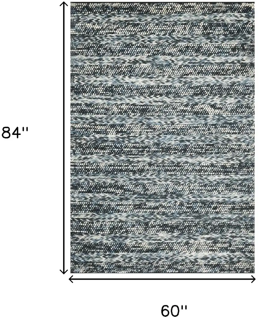 60 X 84 Blue Wool Rug Photo 3