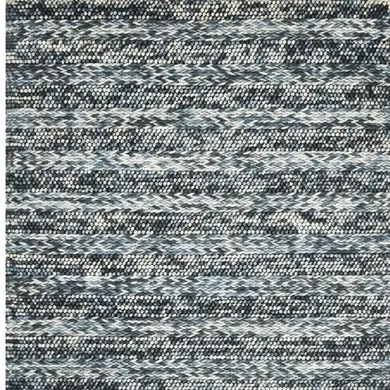 Ivory Blue And Gray Wool Striped Hand Woven Area Rug Photo 1