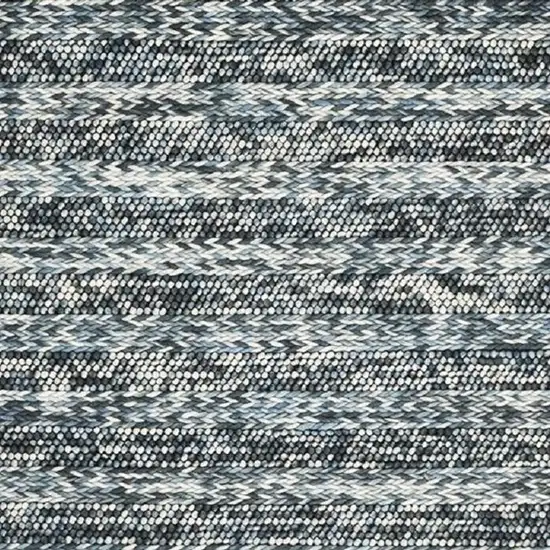 Ivory Blue And Gray Wool Striped Hand Woven Area Rug Photo 8