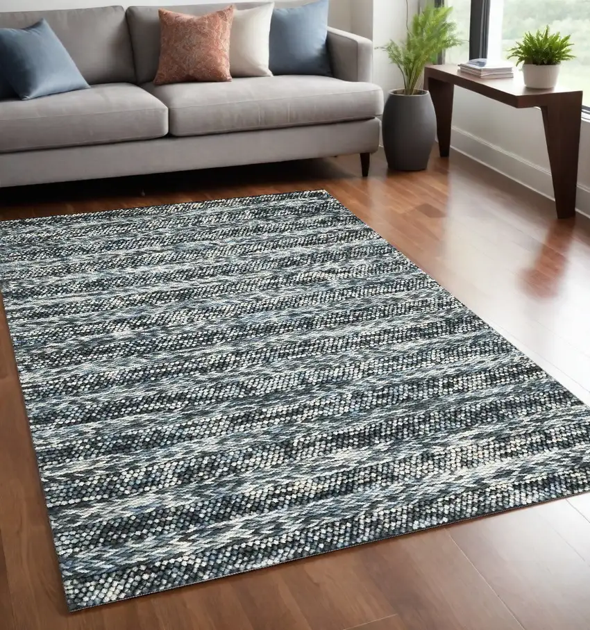 60 X 84 Blue Wool Rug Photo 1