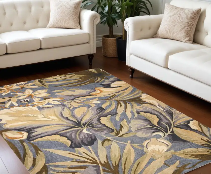 93 X 114 Blue Wool Rug Photo 1
