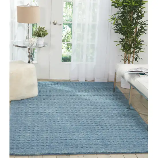 Blue Wool Shag Handmade Area Rug Photo 5