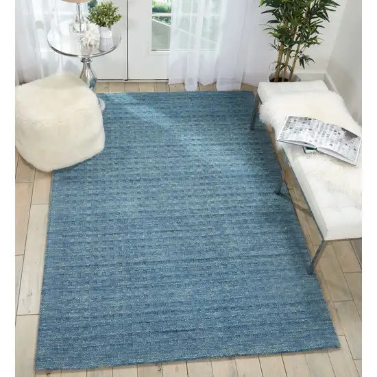 Blue Wool Shag Handmade Area Rug Photo 6