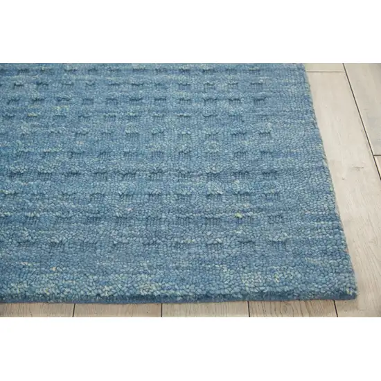 Blue Wool Shag Handmade Area Rug Photo 9
