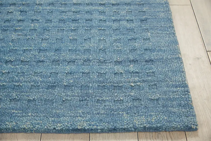 Blue Wool Shag Handmade Area Rug Photo 9