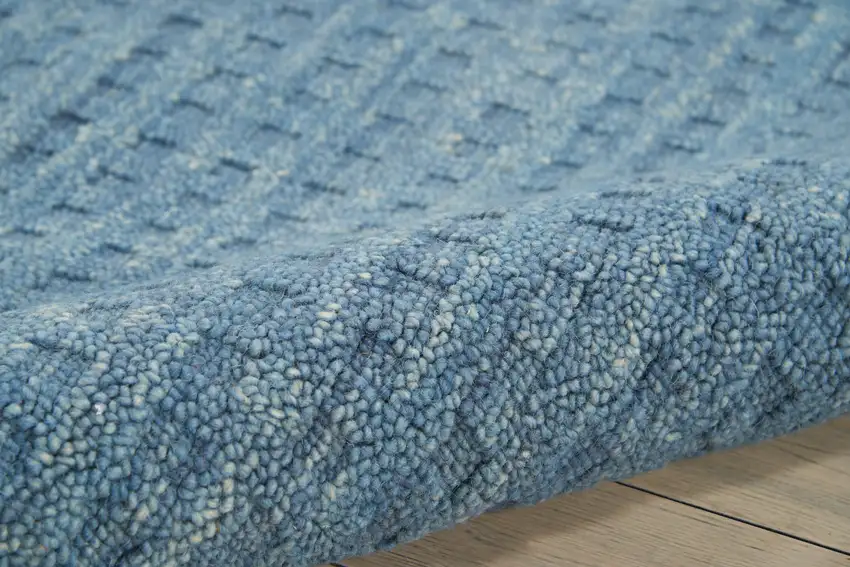 Blue Wool Shag Handmade Area Rug Photo 7