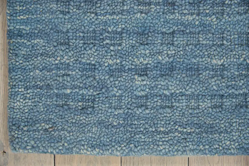 Blue Wool Shag Handmade Area Rug Photo 8