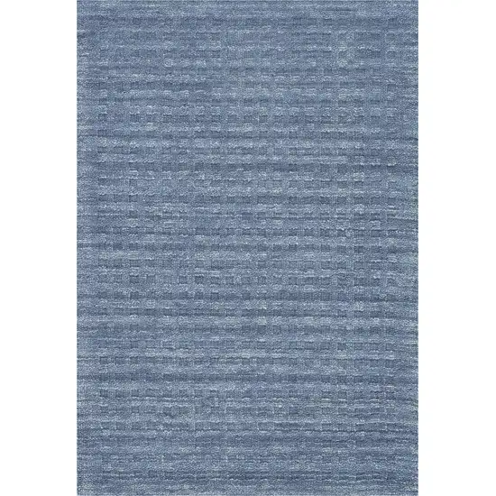 Blue Wool Shag Handmade Area Rug Photo 7