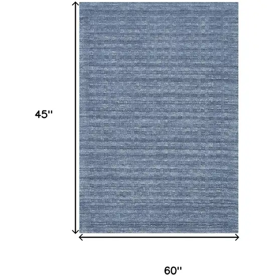 Blue Wool Shag Handmade Area Rug Photo 3