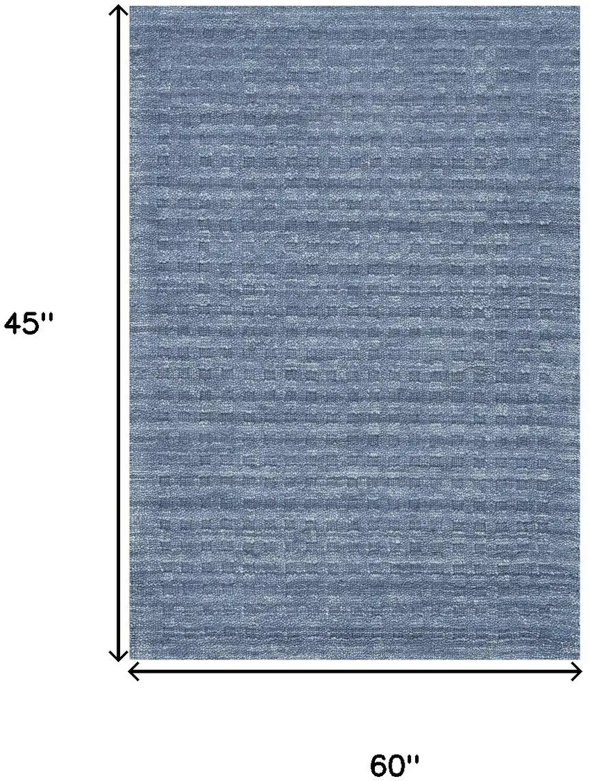 Blue Wool Shag Handmade Area Rug Photo 3