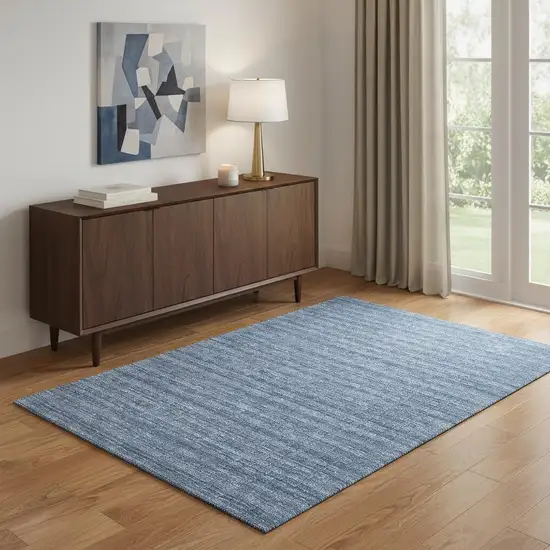 Blue Wool Shag Handmade Area Rug Photo 1