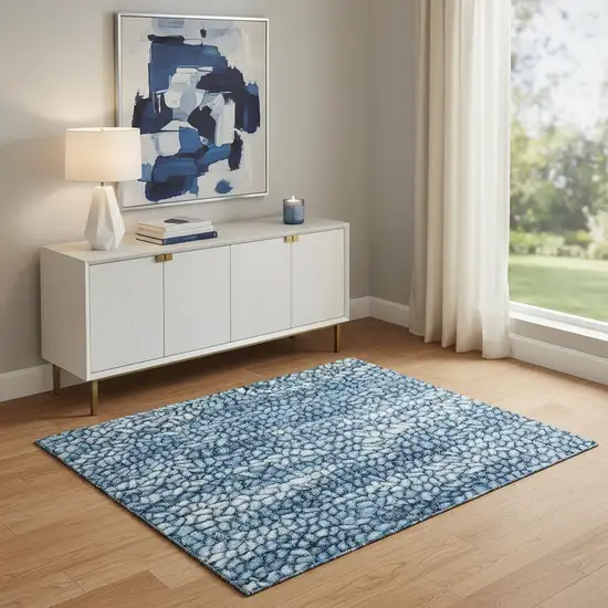 Blue Wool Shag Handmade Area Rug Photo 1
