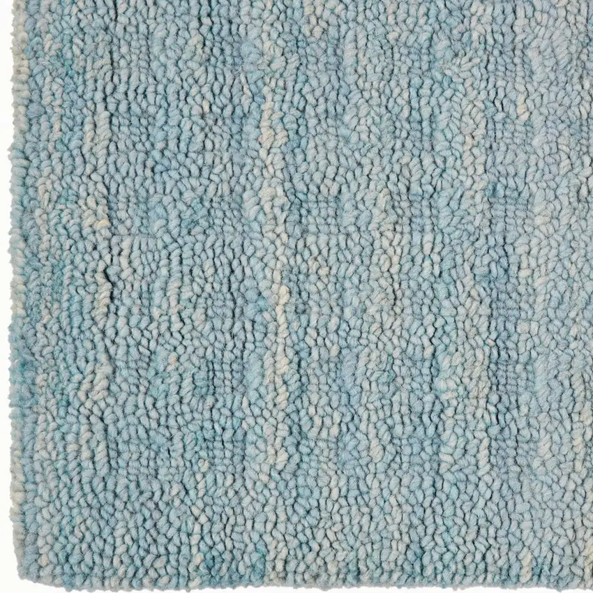 Blue Wool Shag Handmade Area Rug Photo 8