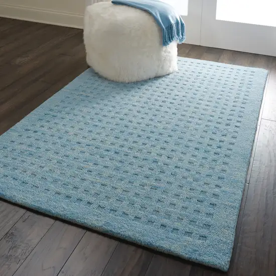 Blue Wool Shag Handmade Area Rug Photo 6