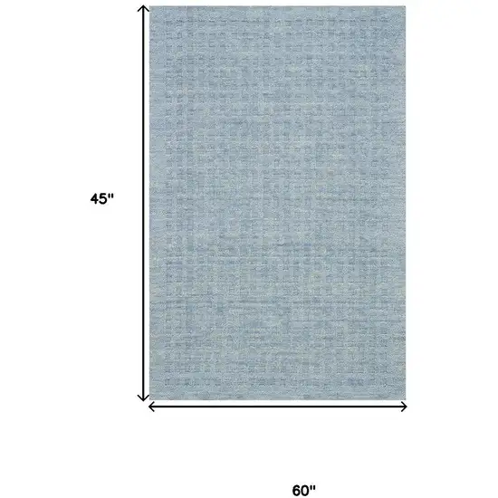 Blue Wool Shag Handmade Area Rug Photo 3