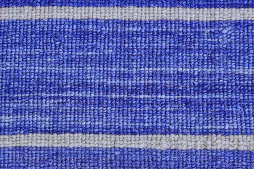 Blue Wool Striped Hand Woven Area Rug Photo 9