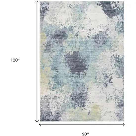 Blue and Ivory Abstract Area Rug Photo 9