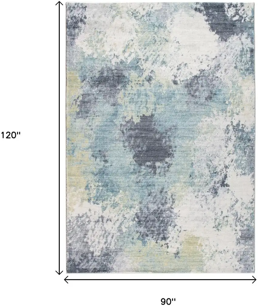 Blue and Ivory Abstract Area Rug Photo 9