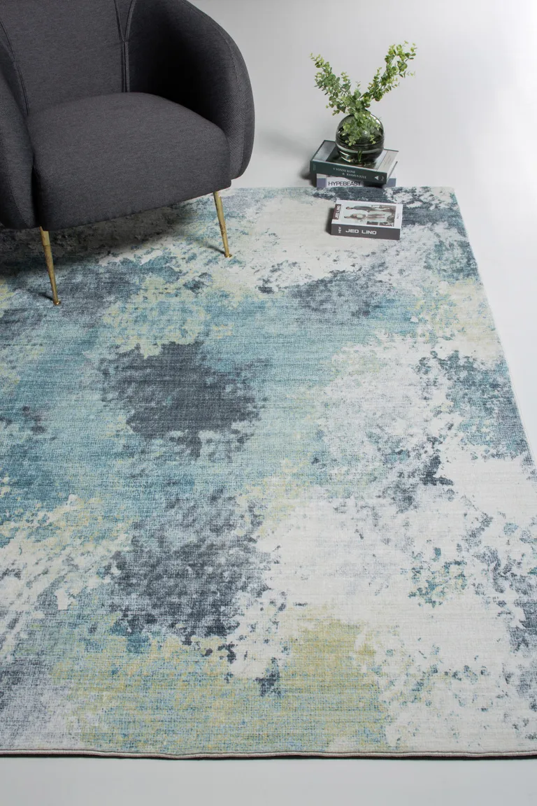 Blue Yellow Abstract Sky Area Rug Photo 5