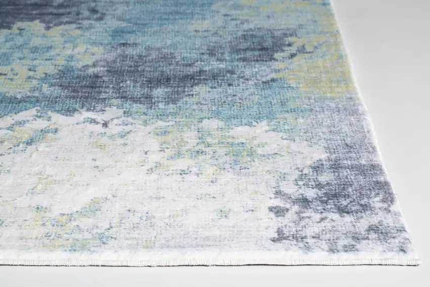Blue and Ivory Abstract Area Rug Photo 4