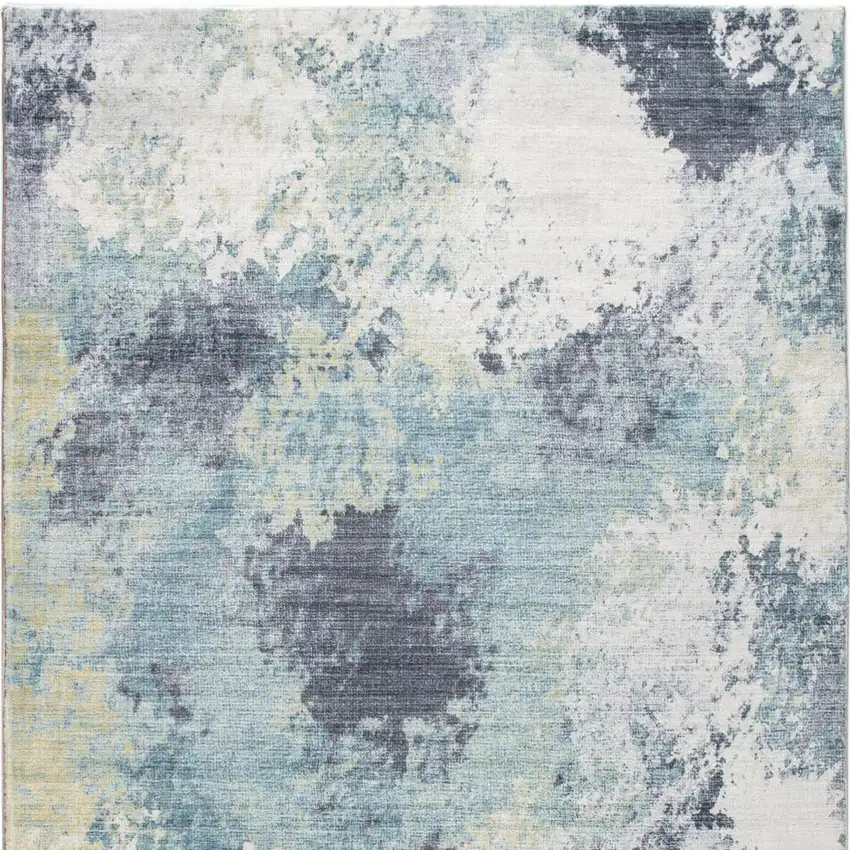 Blue and Ivory Abstract Area Rug Photo 7