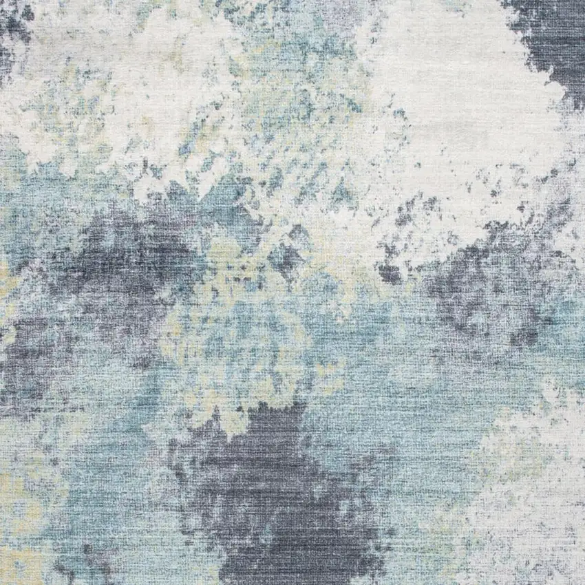 Blue and Ivory Abstract Area Rug Photo 6