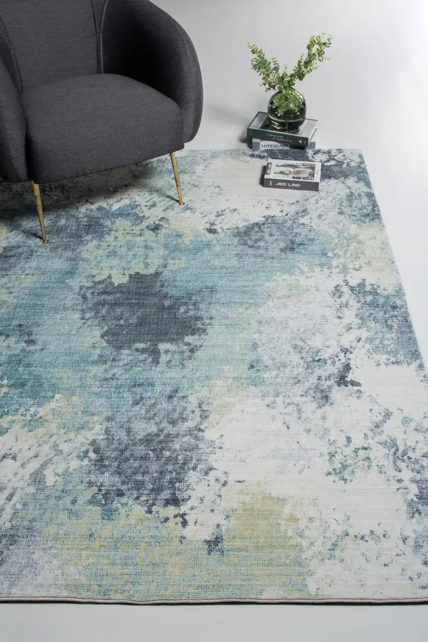 Blue Yellow Abstract Sky Runner Rug Photo 7
