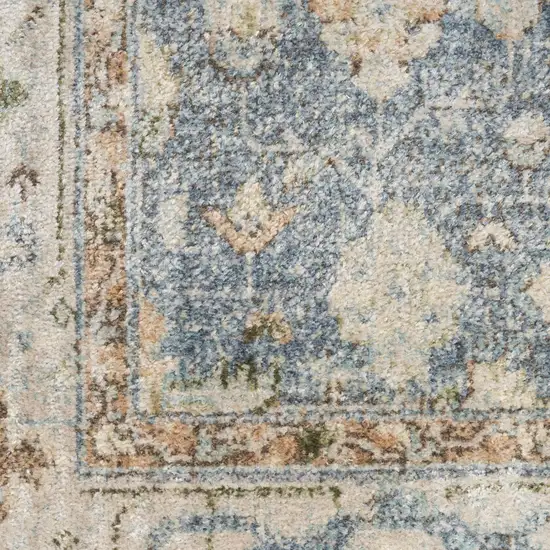 Blue Yellow And Cream Oriental Distressed Area Rug Photo 2