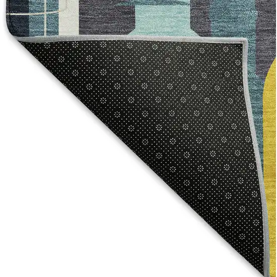 Blue Yellow And Green Geometric Washable Area Rug With UV Protection Photo 7
