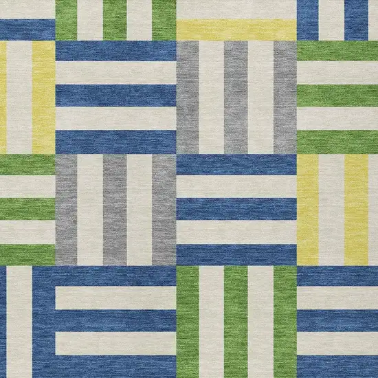 Blue Yellow And Green Geometric Washable Indoor Outdoor Area Rug Photo 5