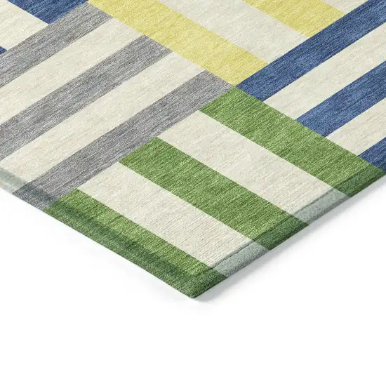 Blue Yellow And Green Geometric Washable Indoor Outdoor Area Rug Photo 3