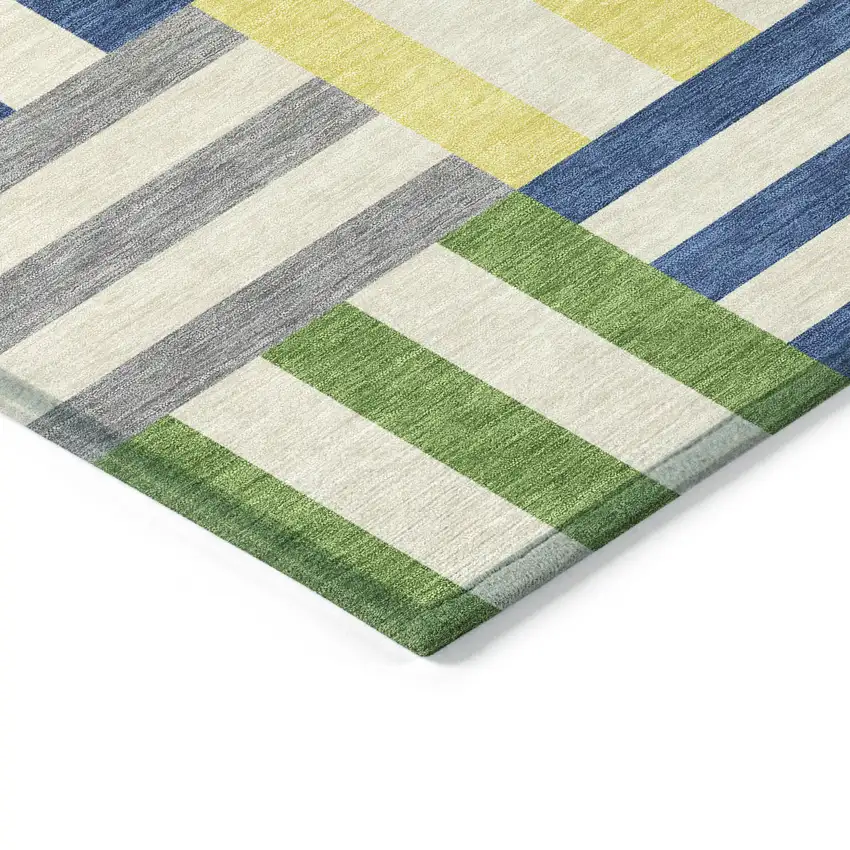 Blue Yellow And Green Geometric Washable Indoor Outdoor Area Rug Photo 3