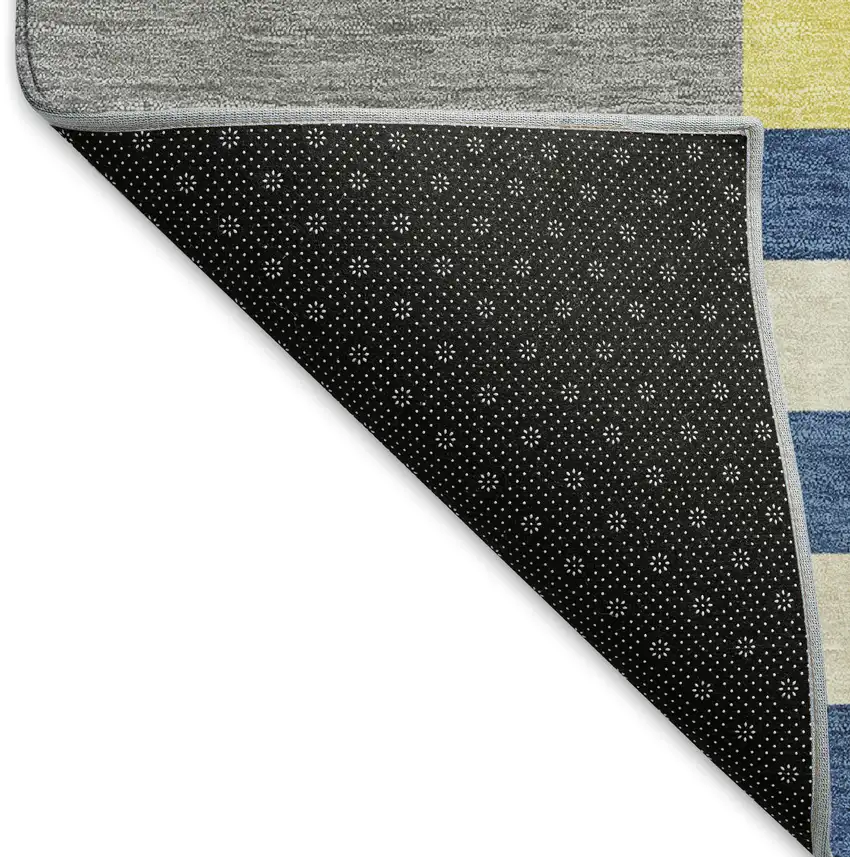 Blue Yellow And Green Geometric Washable Indoor Outdoor Area Rug Photo 4