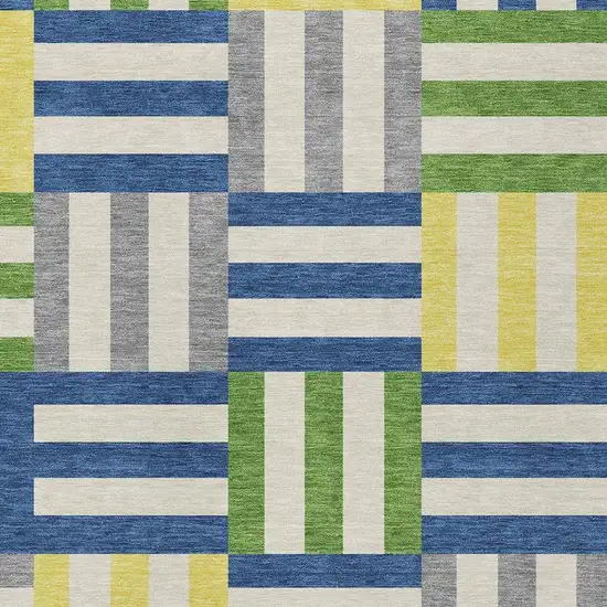 Blue Yellow And Green Geometric Washable Indoor Outdoor Area Rug Photo 7